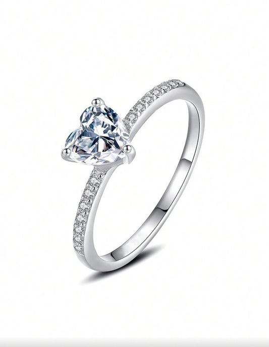 Anillo corazón plateado