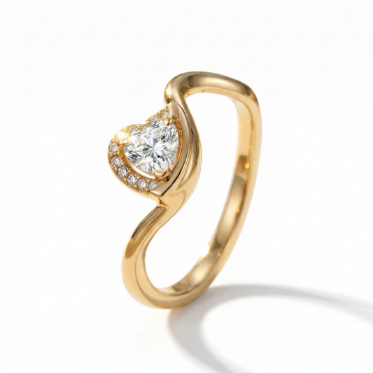 Anillo corazón ondulado