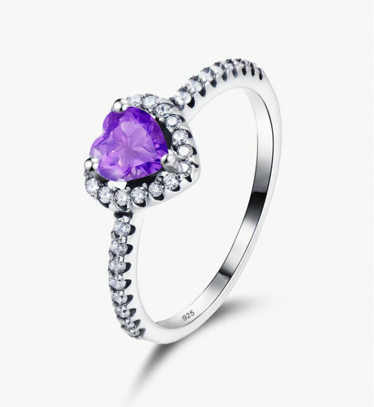 Anillo corazón púrpura