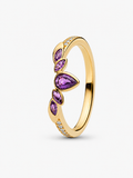 Anillo Hojas de Amatista Dorado