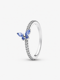 Anillo Mariposa Celeste Brillante