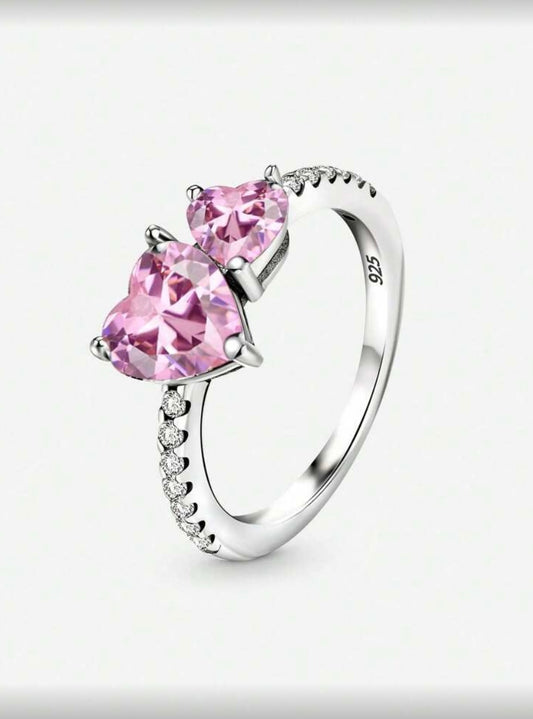 Anillo corazones rosas
