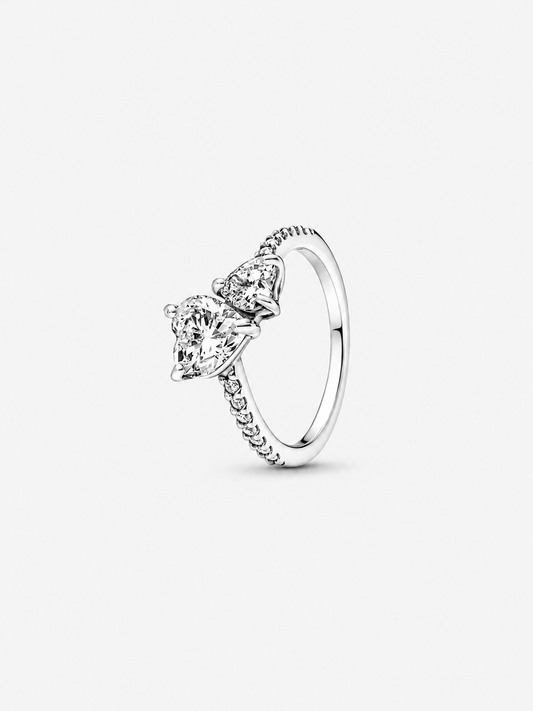 Anillo Doble Corazón Brillante